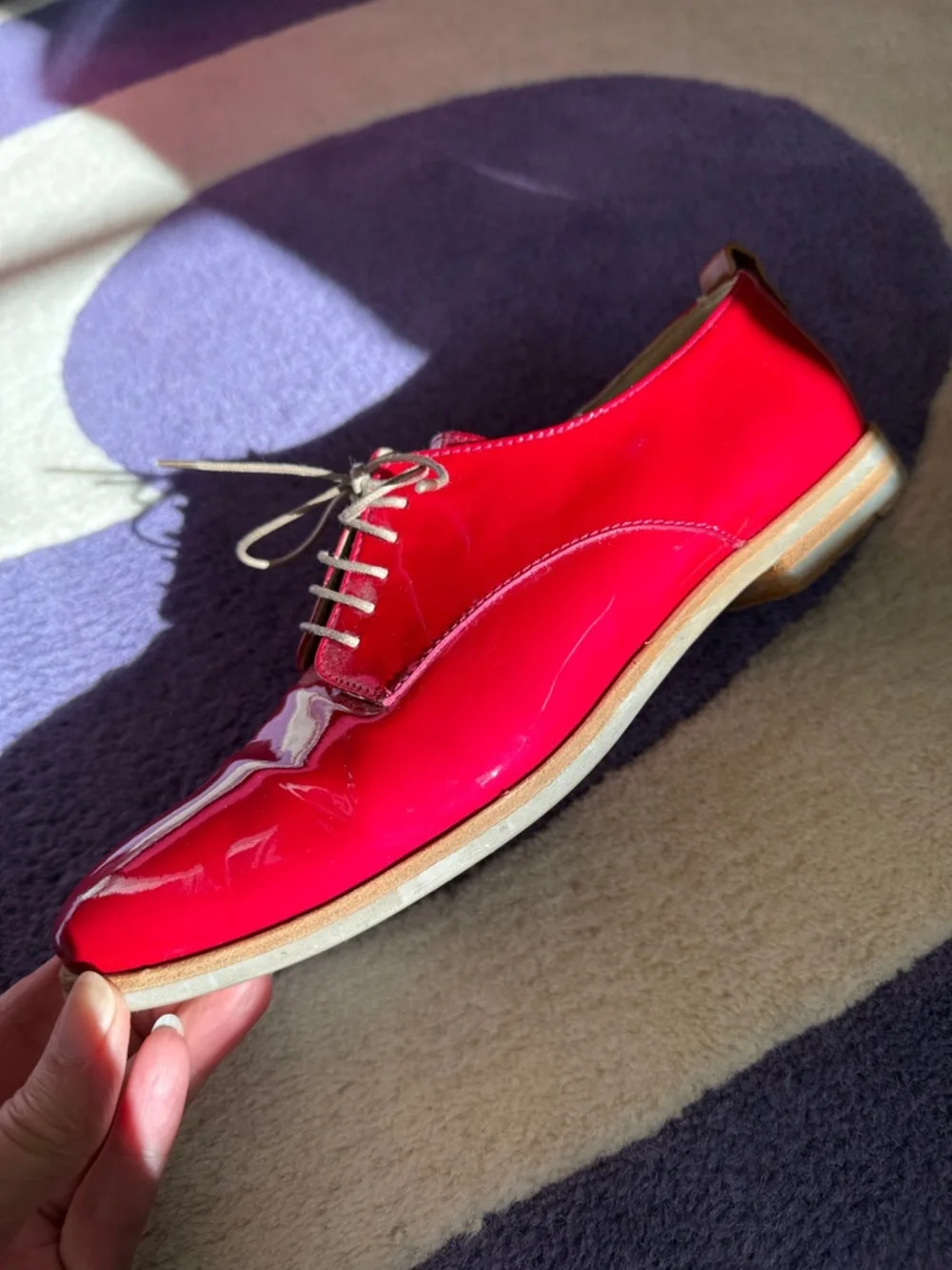 Agl Women's‎ Patent Leather Lace-Up Flats in Bright Fuchsia